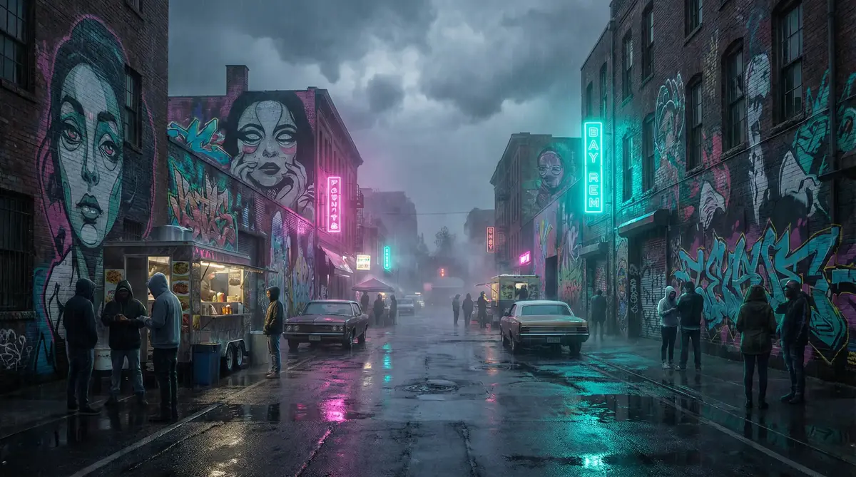 淫荡少妇 - 雨夜壁画街